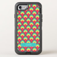 Colorful Geometric Pattern Personalize with Name OtterBox Defender iPhone 8/7 Case