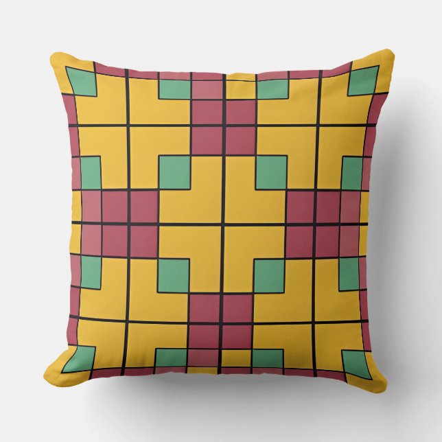Colorful Geometric Pattern Symmetrical Abstract Throw Pillow (Front)