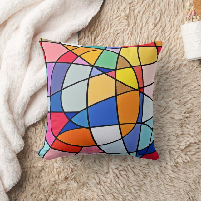 Colorful Geometric Pattern Throw Pillow (Blanket)
