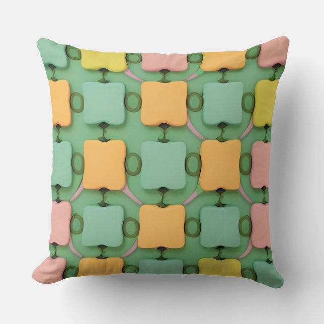 Colorful Geometric Pattern Throw Pillow (Front)