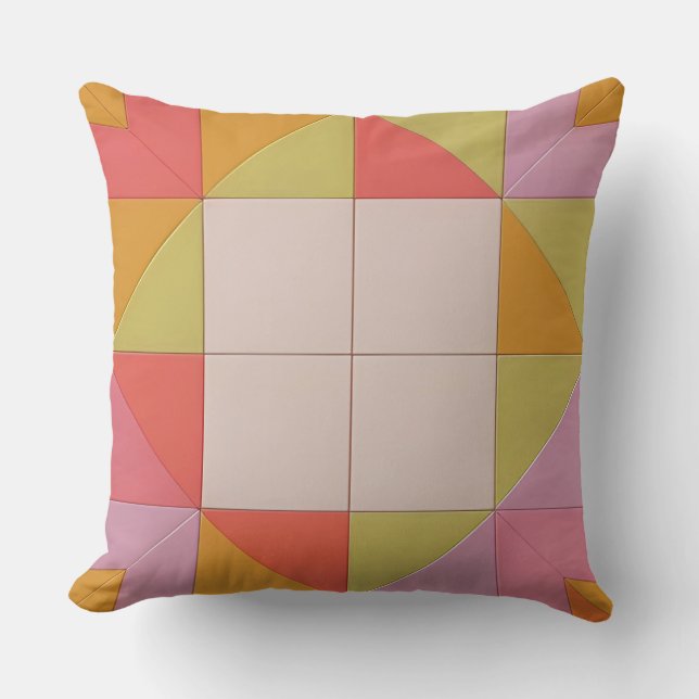 Colorful Geometric Pattern Throw Pillow (Front)
