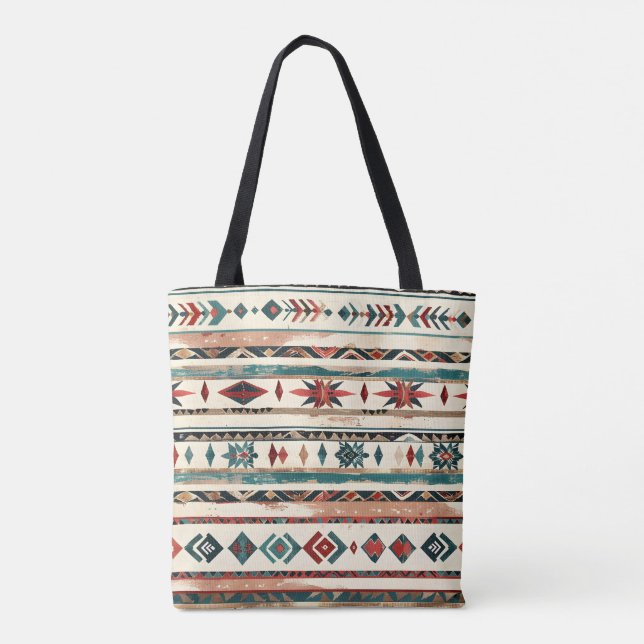 Colorful Geometric Pattern Tote Bag (Back)