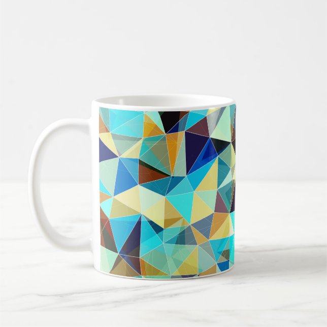 Colorful geometric pattern, triangles background,  coffee mug (Left)