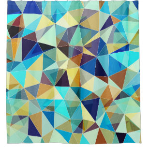 Colorful geometric pattern, triangles background, shower curtain