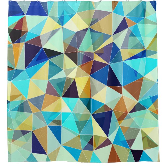 Colorful geometric pattern, triangles background,  shower curtain (Front)