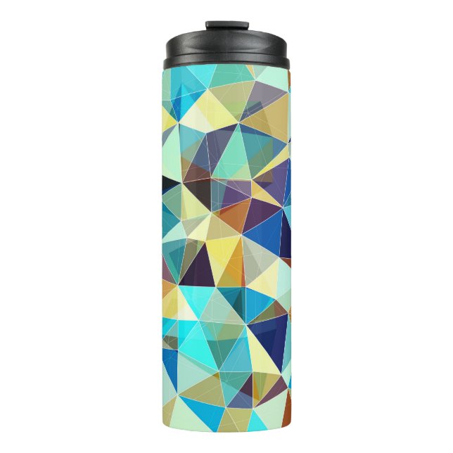 Colorful geometric pattern, triangles background,  thermal tumbler (Front)