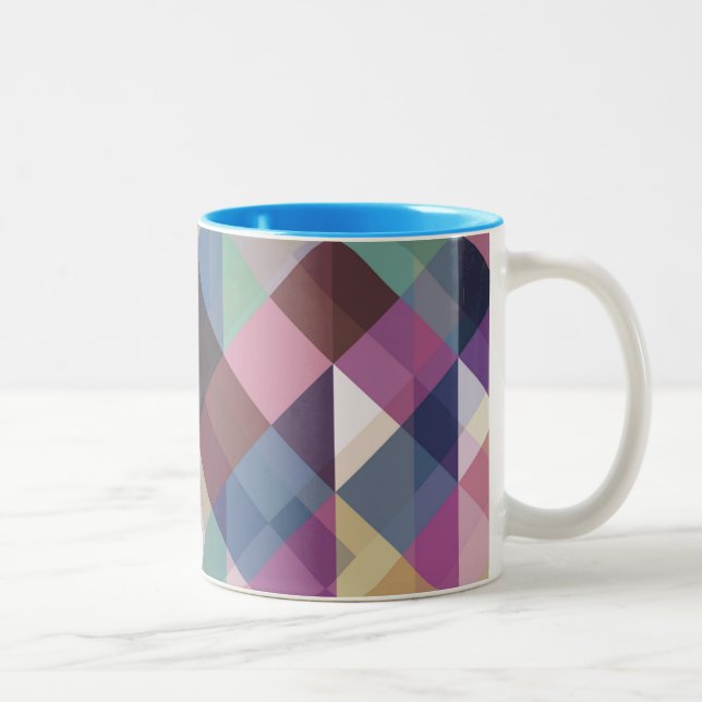 Colorful Geometric Pattern Two-Tone Coffee Mug (Right)