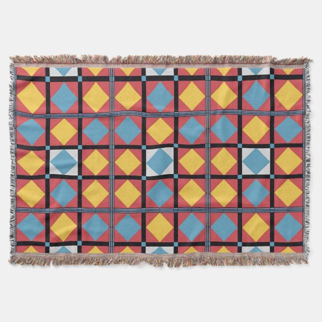 Colorful Geometric Pattern with Abstract Shapes Throw Blanket (Front)