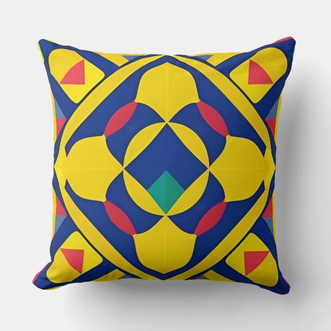 Colorful Geometric Pattern with Abstract Shapes Throw Pillow (Front)