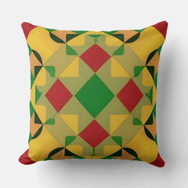 Colorful Geometric Pattern with Abstract Shapes Throw Pillow (Front)