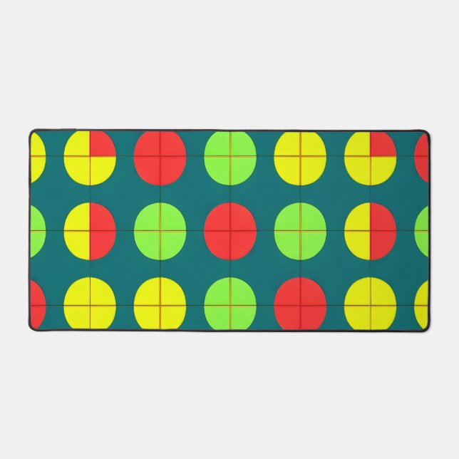 Colorful Geometric Pattern With Green, Red Desk Mat (Front)