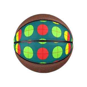 Colorful Geometric Pattern With Green, Red Mini Basketball