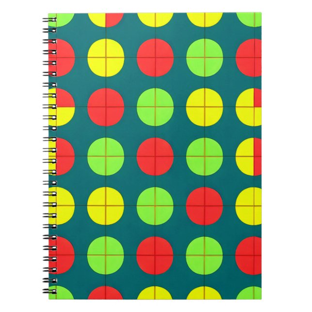 Colorful Geometric Pattern With Green, Red Notebook (Front)