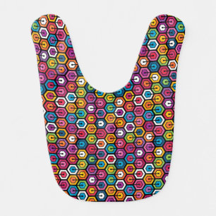 Colorful geometric pattern with hexagons baby bib