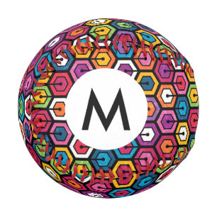 Colorful geometric pattern with hexagons baseball