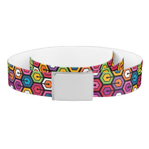 Colorful geometric pattern with hexagons belt