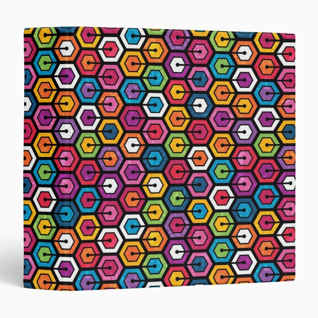 Colorful geometric pattern with hexagons binder (Front/Spine)