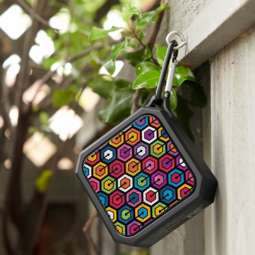 Colorful geometric pattern with hexagons bluetooth speaker