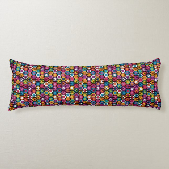 Colorful geometric pattern with hexagons body pillow (Front)