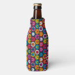Colorful geometric pattern with hexagons bottle cooler