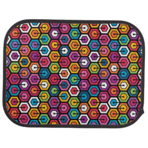 Colorful geometric pattern with hexagons car floor mat