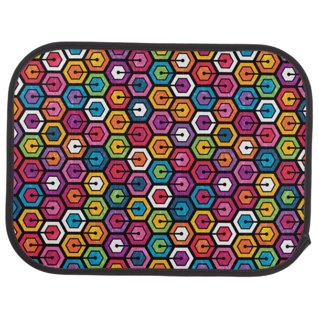 Colorful geometric pattern with hexagons car floor mat (Rear)