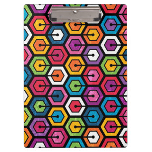 Colorful geometric pattern with hexagons clipboard