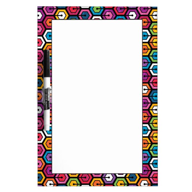 Colorful geometric pattern with hexagons dry erase board (Front)