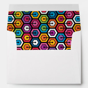 Colorful geometric pattern with hexagons envelope