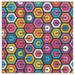 Colorful geometric pattern with hexagons fabric