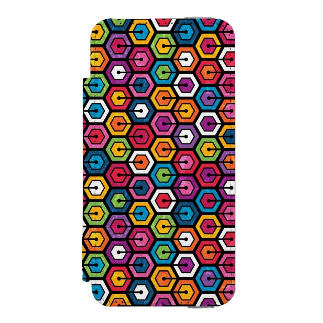 Colorful geometric pattern with hexagons incipio iPhone wallet case (Folio Front)