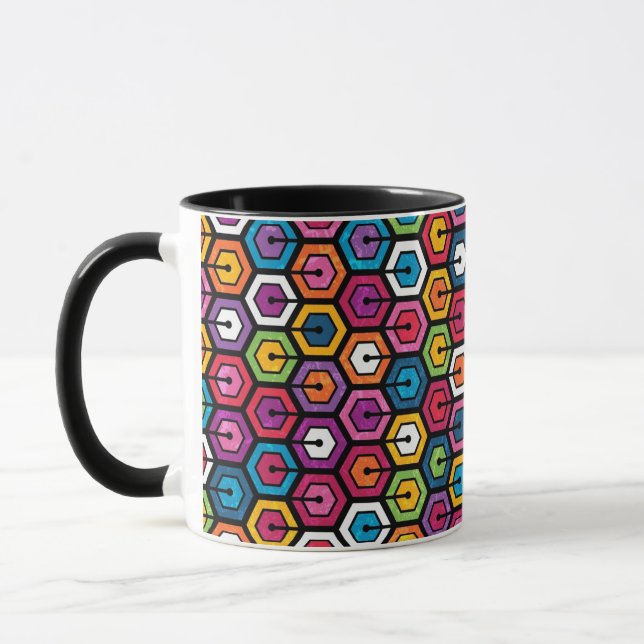 Colorful geometric pattern with hexagons mug (Left)