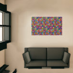 Colorful geometric pattern with hexagons rug