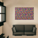 Colorful geometric pattern with hexagons rug