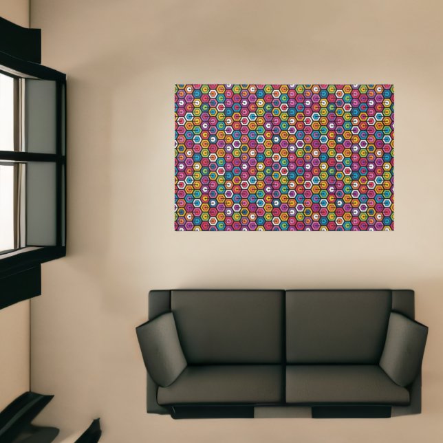 Colorful geometric pattern with hexagons rug (Insitu (Indoor 1))