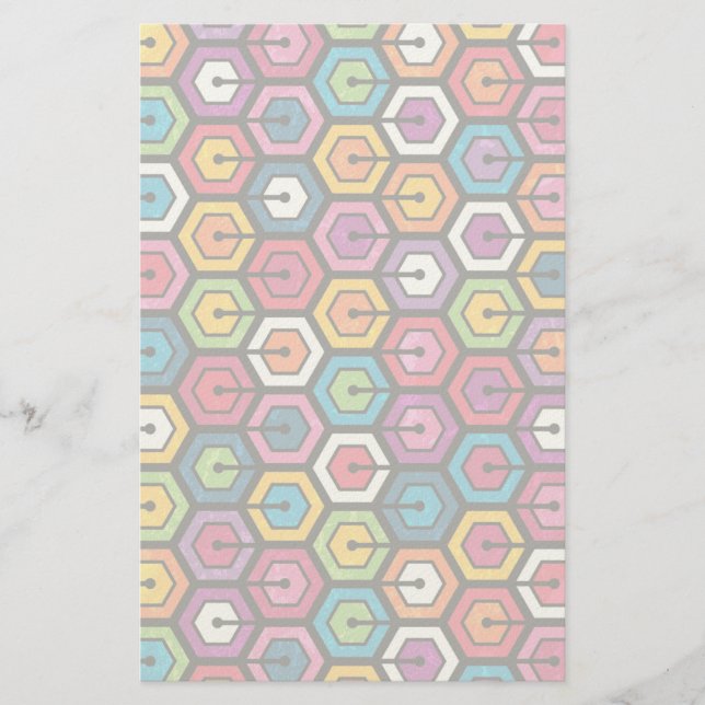 Colorful geometric pattern with hexagons stationery (Front)