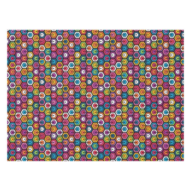 Colorful geometric pattern with hexagons tablecloth (Front (Horizontal))