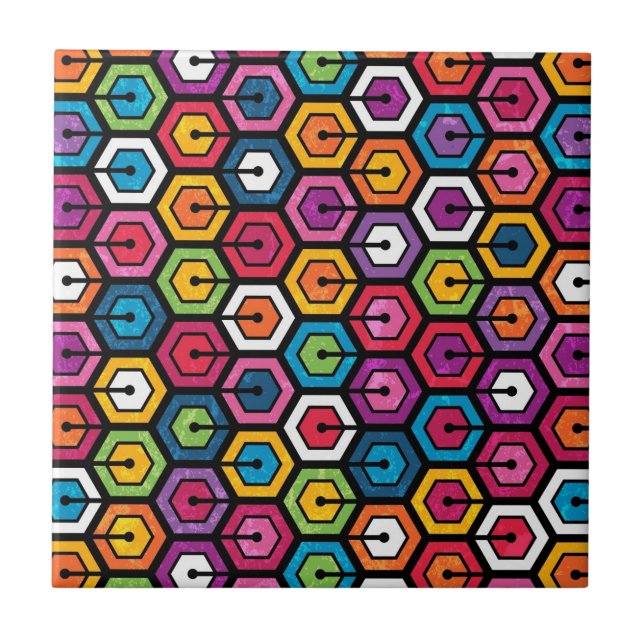 Colorful geometric pattern with hexagons tile (Front)