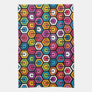 Colorful geometric pattern with hexagons towel