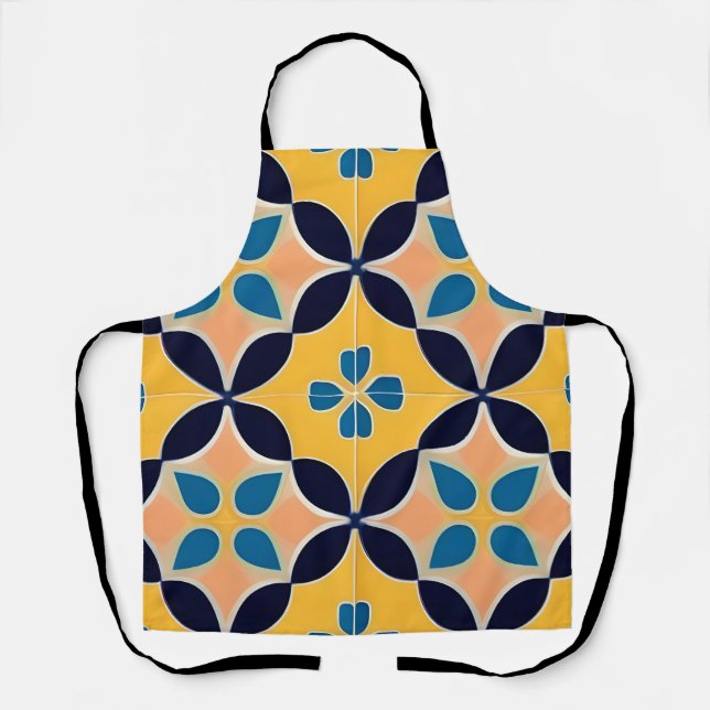 Colorful Geometric Pattern with Retro Tile Design Apron (Front)