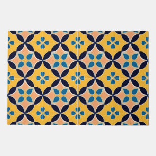 Colorful Geometric Pattern with Retro Tile Design Doormat
