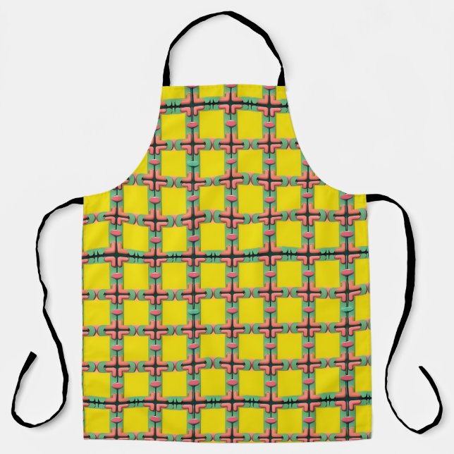 Colorful Geometric Pattern With Symmetrical Design Apron (Front)