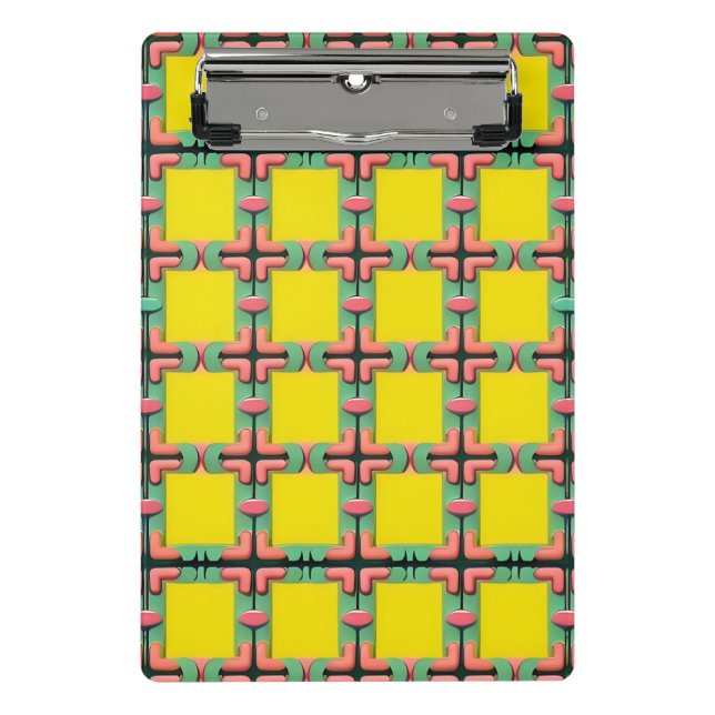 Colorful Geometric Pattern With Symmetrical Design Mini Clipboard (Front)