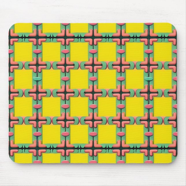 Colorful Geometric Pattern With Symmetrical Design Mouse Pad (Front)