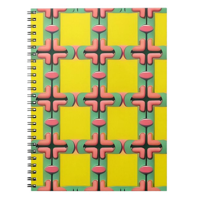 Colorful Geometric Pattern With Symmetrical Design Notebook (Front)