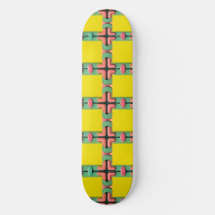 Colorful Geometric Pattern With Symmetrical Design Skateboard