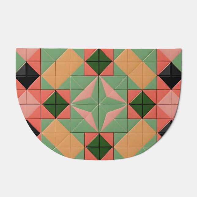 Colorful Geometric Pattern With Symmetrical Square Doormat (Front)