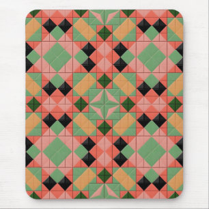 Colorful Geometric Pattern With Symmetrical Square Mouse Pad