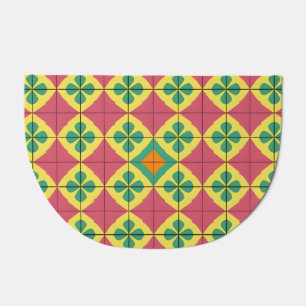 Colorful Geometric Pattern with Symmetrical Tile Doormat