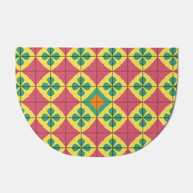 Colorful Geometric Pattern with Symmetrical Tile Doormat (Front)